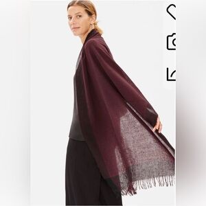 Eileen Fisher burgundy gray wool wrap